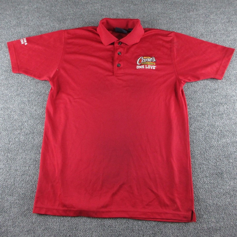 Raising Cane's Polo Shirt Mens S Red Short Sleeve Work Uniform One Love Logo